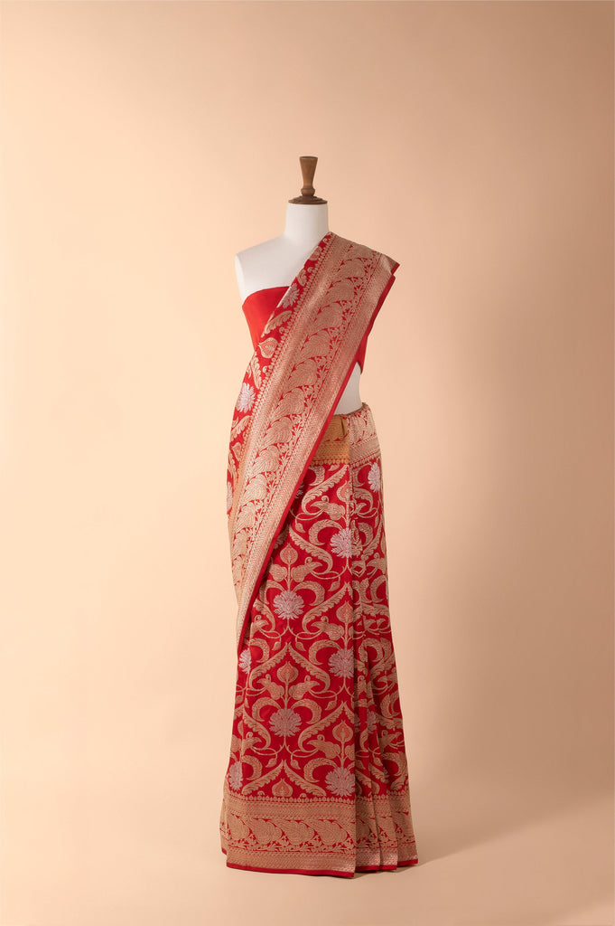 Handwoven Red Silk Sari