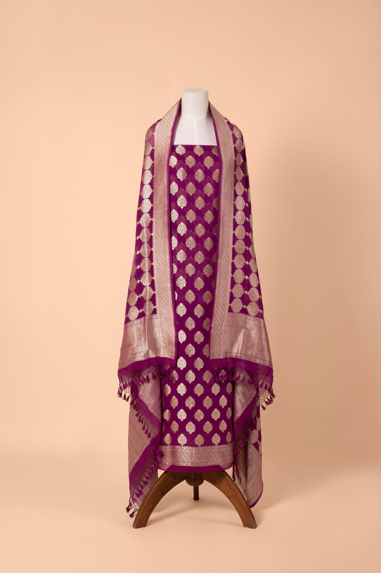 Handwoven Purple Georgette Suit Piece