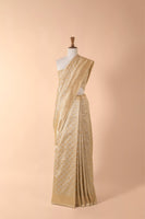Handwoven Beige Silk Sari