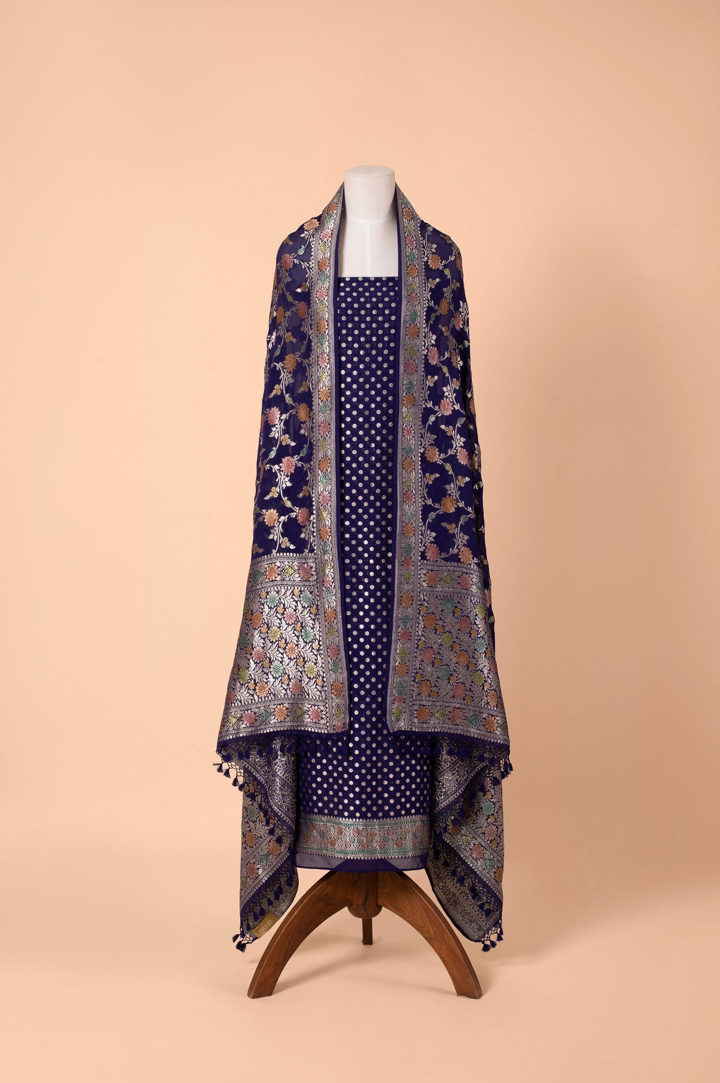 Handwoven Deep Blue Georgette Suit Piece