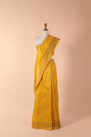 Handwoven Yellow Satin Silk Sari