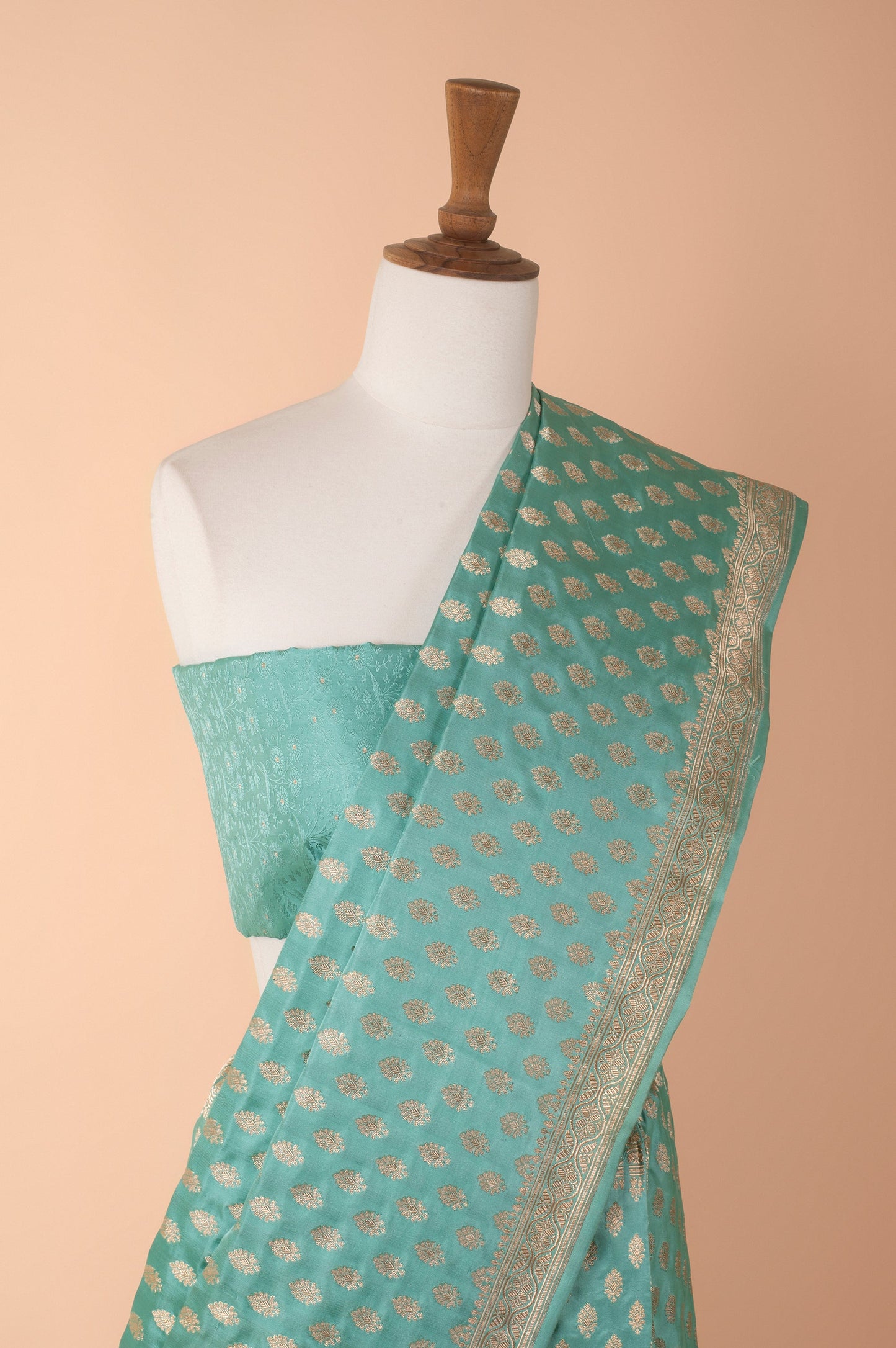 Handwoven Green Satin Silk Sari