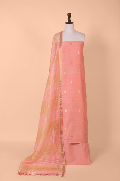 Handwoven Pink Chanderi Suit Piece