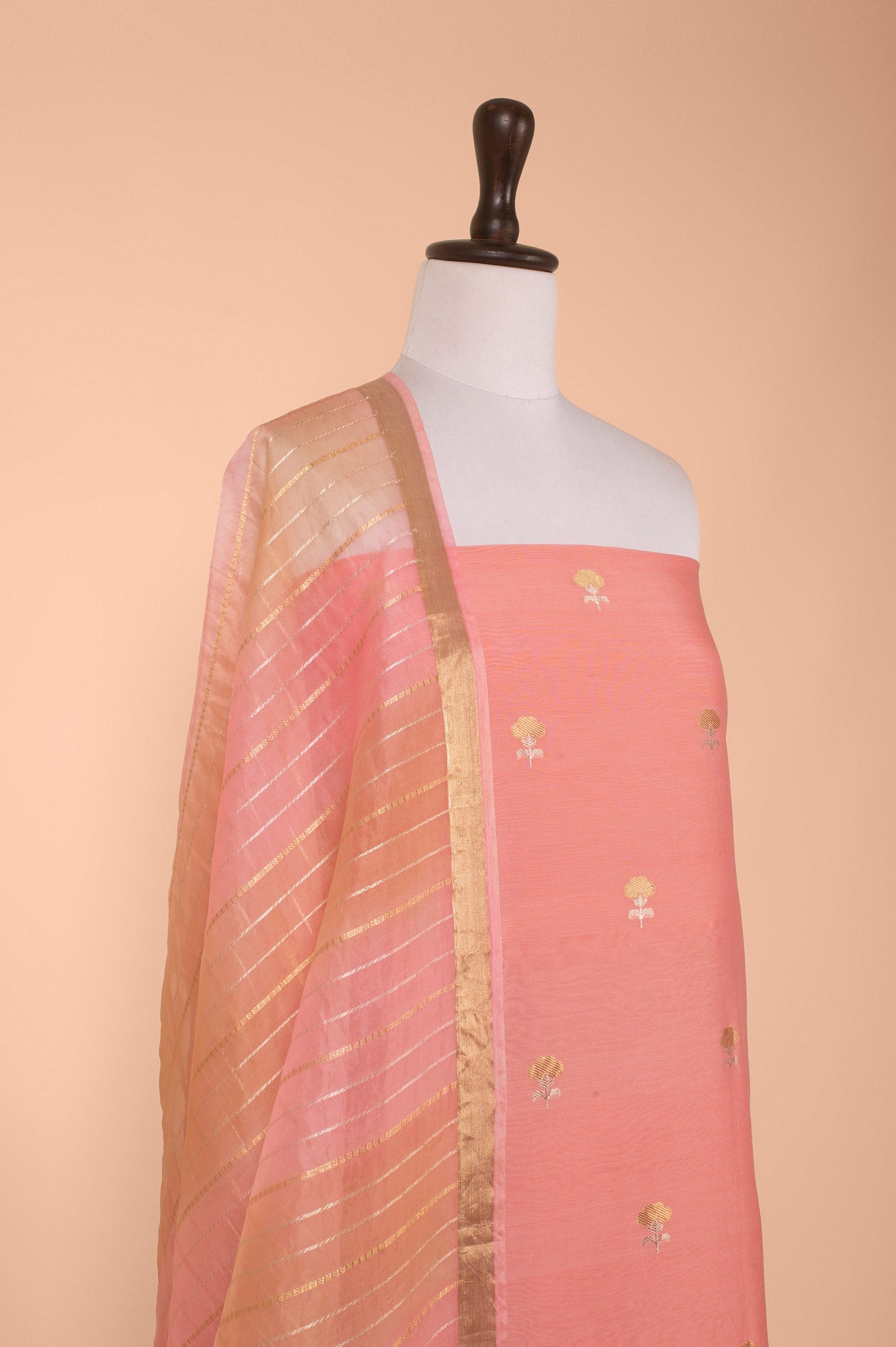 Handwoven Pink Chanderi Suit Piece