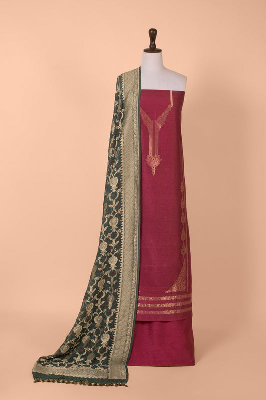 Handwoven Garnet Chanderi Suit Piece