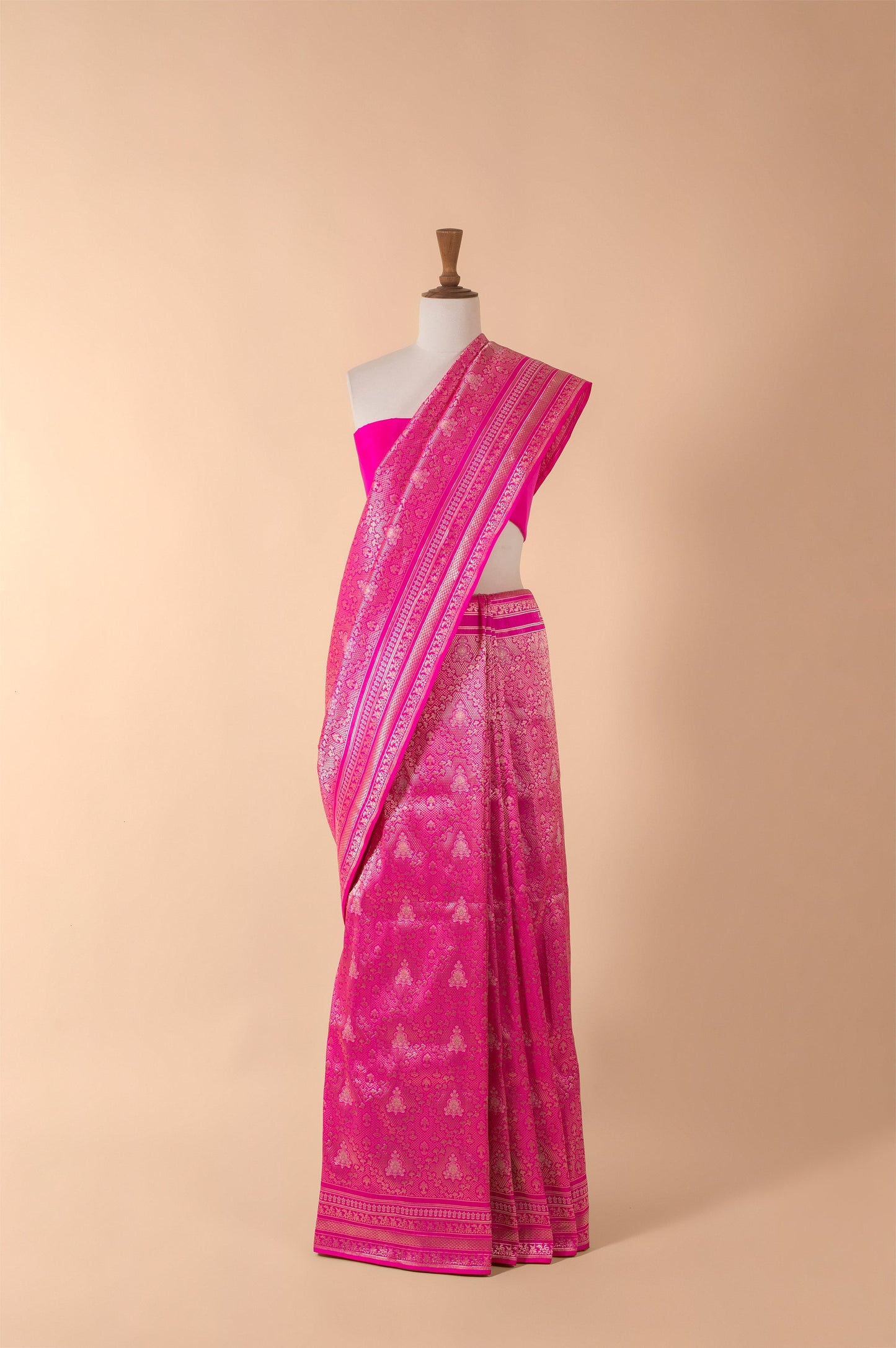 Handwoven Pink Silk Sari