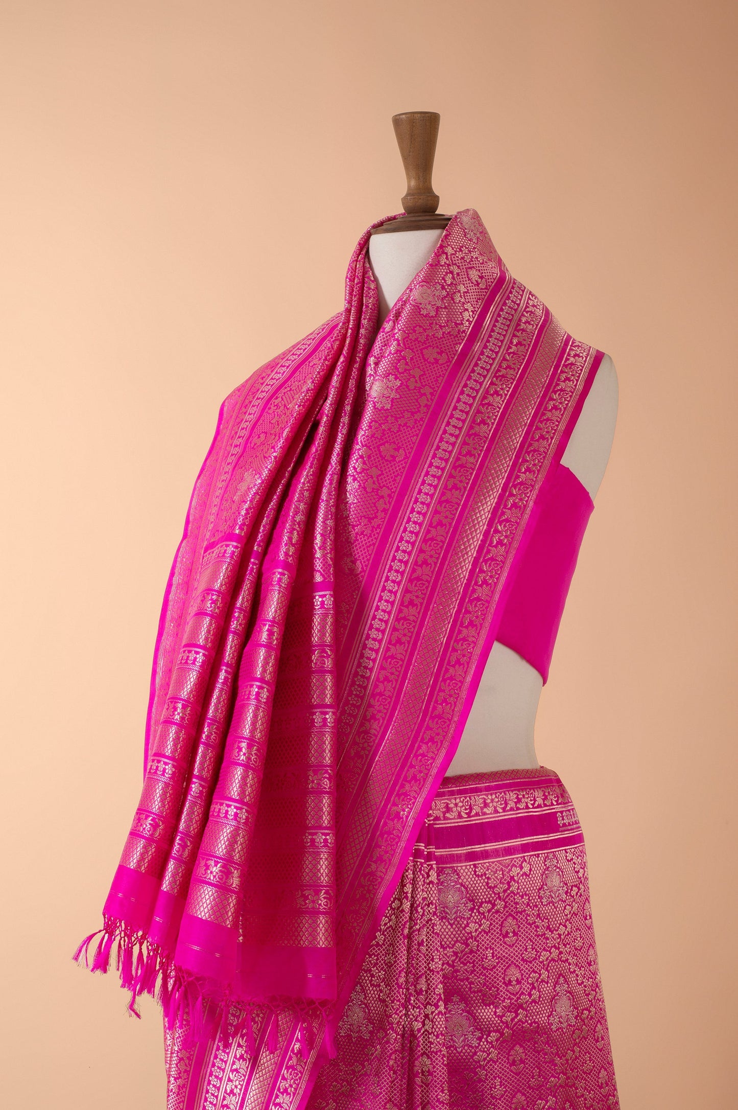 Handwoven Pink Silk Sari