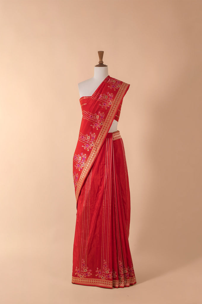 Handwoven Red Silk Sari