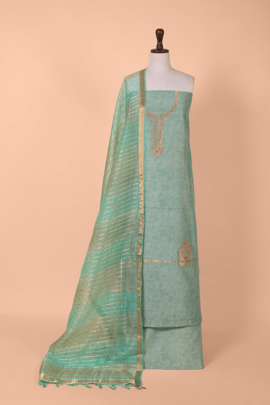 Handwoven Blue Chanderi Suit Piece