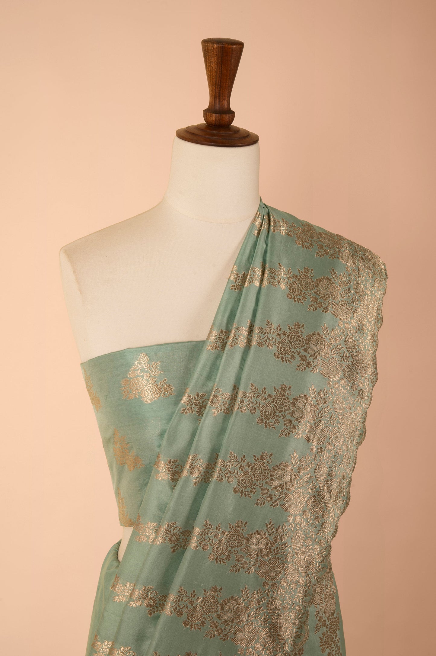 Handwoven Sage Green Silk Sari