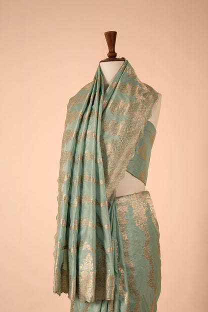 Handwoven Sage Green Silk Sari