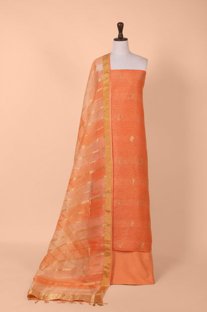 Handwoven Orange Chanderi Suit Piece