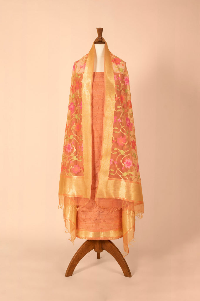 Handwoven Peach Cotton Suit Piece