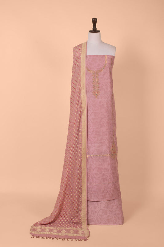 Handwoven Pink Chanderi Digital Print Suit Piece