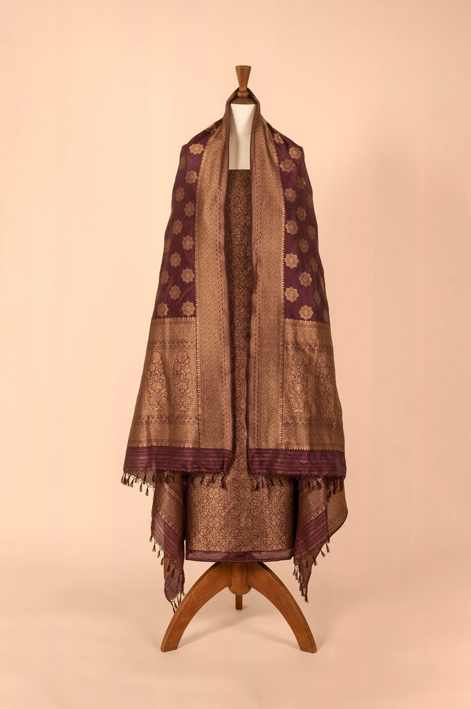 Handwoven Garnet Silk Suit Piece