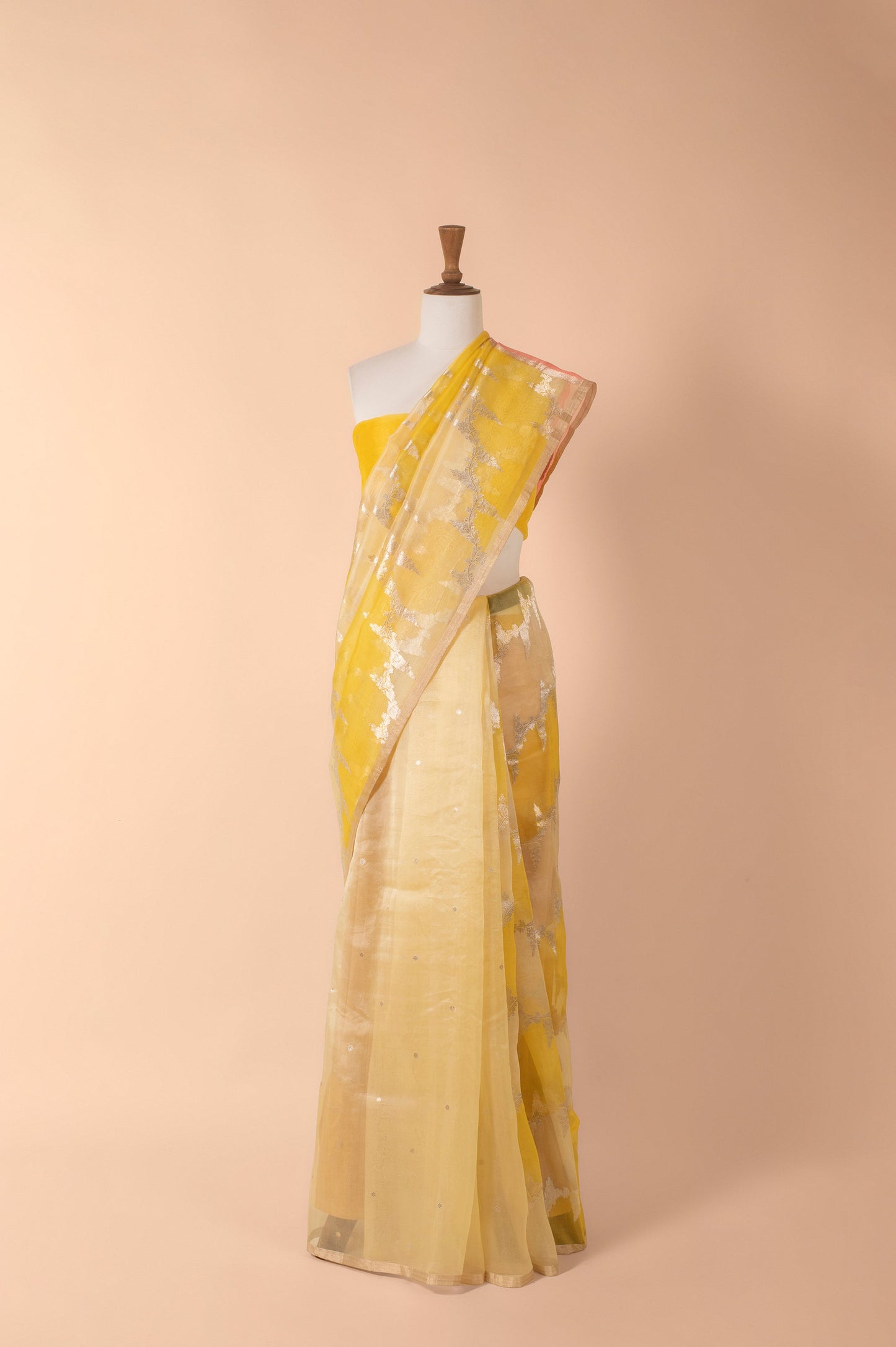 Handwoven Yellow Organza Sari