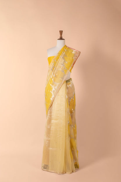 Handwoven Yellow Organza Sari