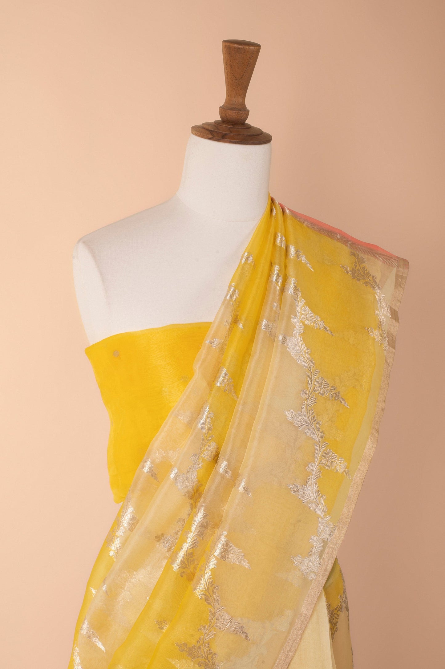 Handwoven Yellow Organza Sari