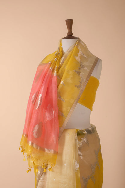 Handwoven Yellow Organza Sari