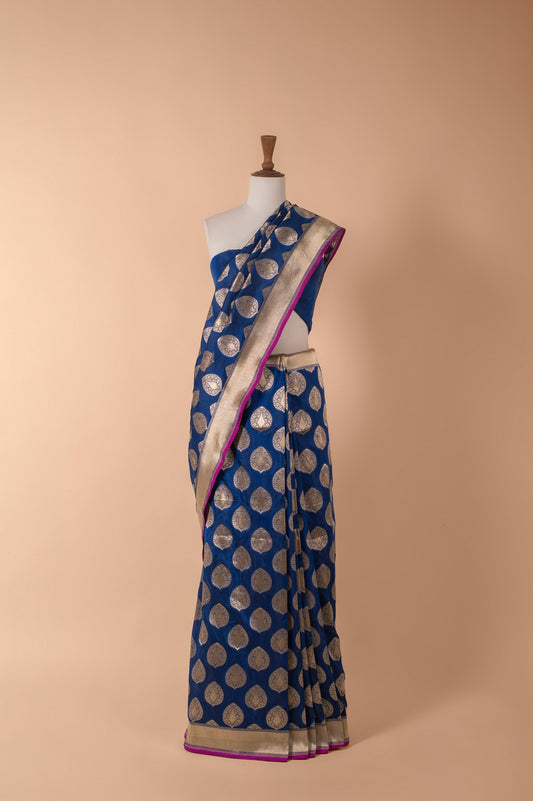 Handwoven Blue Silk Sari