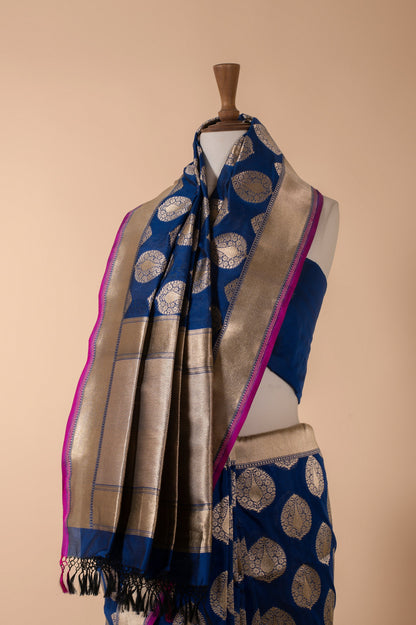 Handwoven Blue Silk Sari