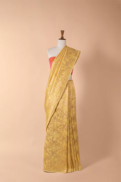 Handwoven Yellow Silk Sari