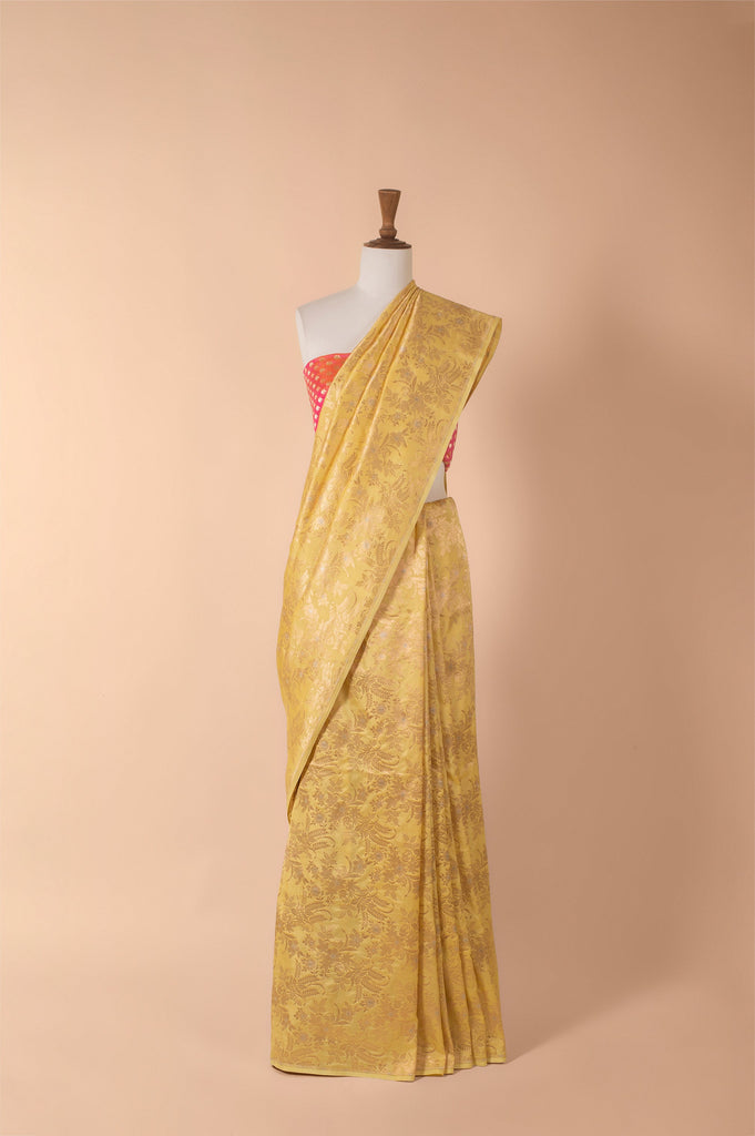 Handwoven Yellow Silk Sari