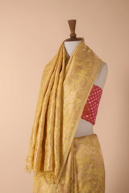 Handwoven Yellow Silk Sari