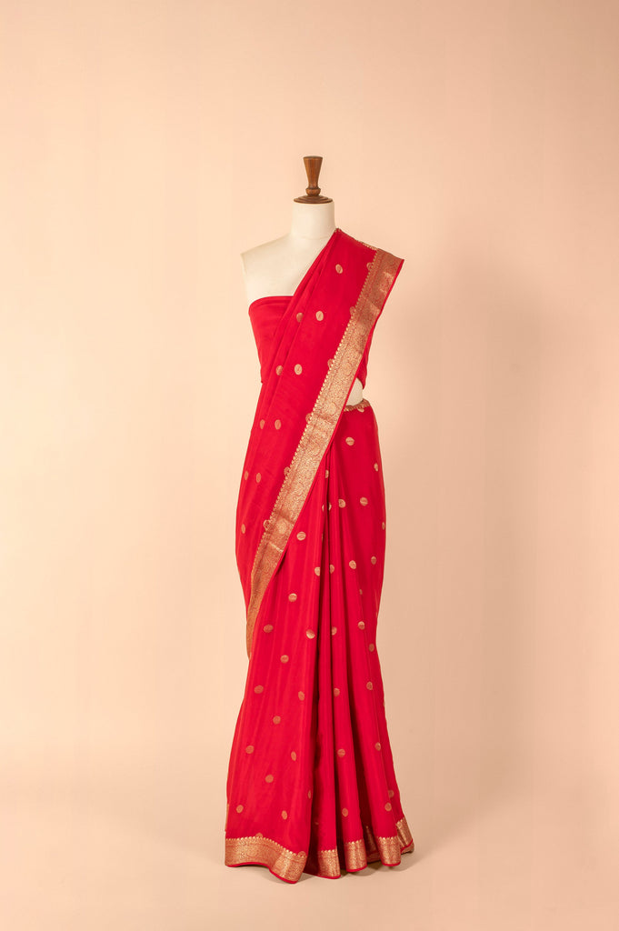 Handwoven Pink Georgette Sari