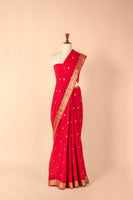 Handwoven Pink Georgette Sari