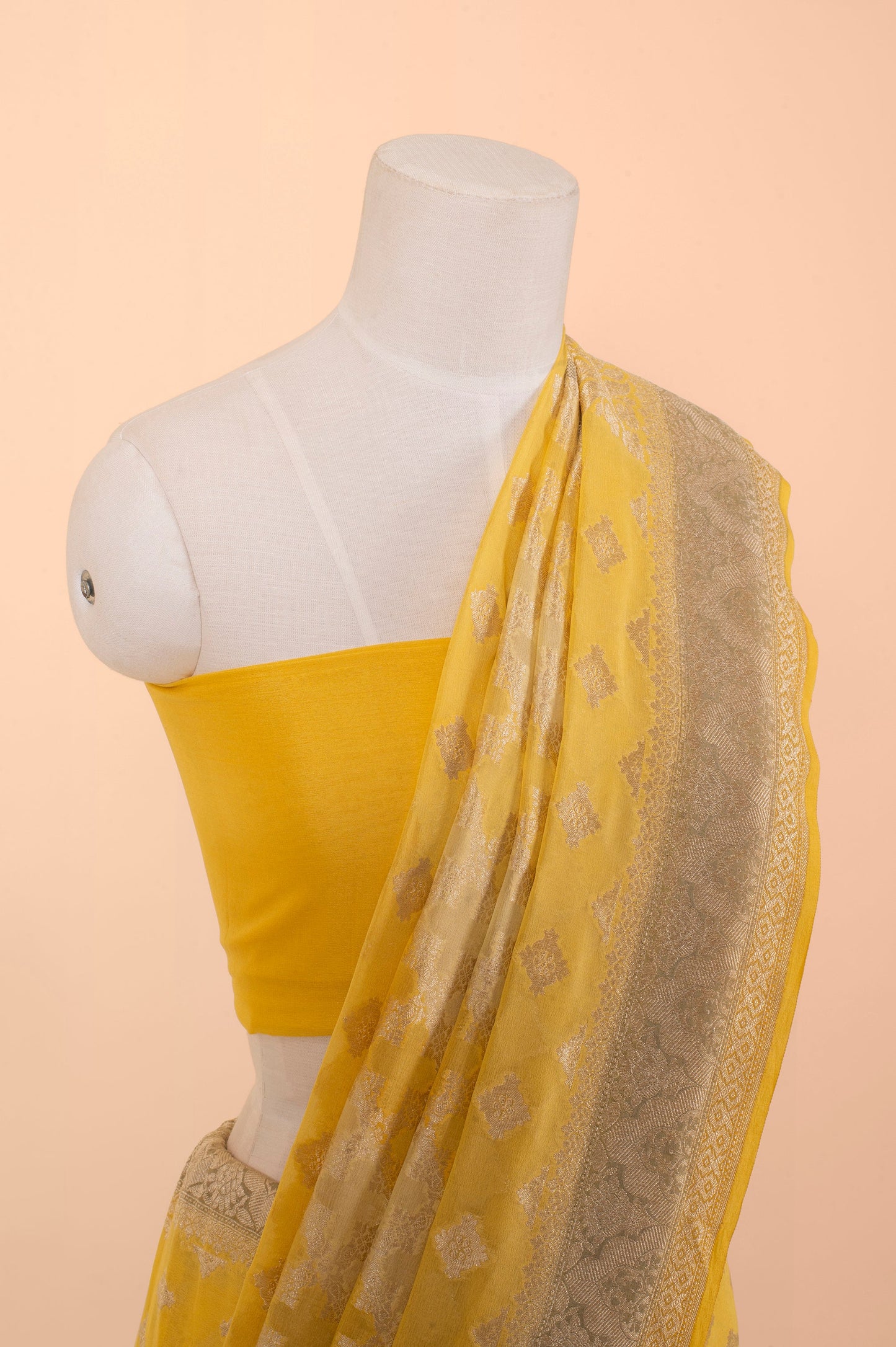 Handwoven Tuscany Yellow Georgette Sari