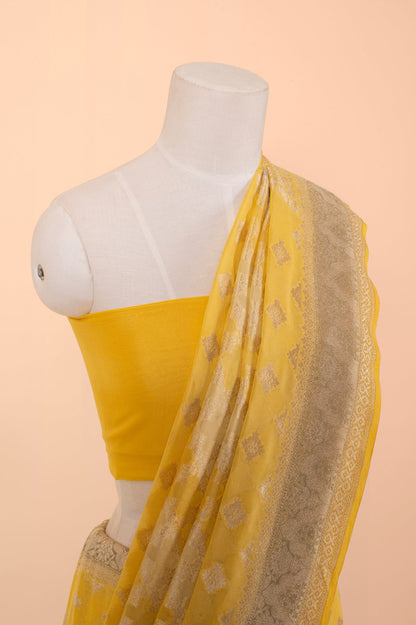 Handwoven Tuscany Yellow Georgette Sari