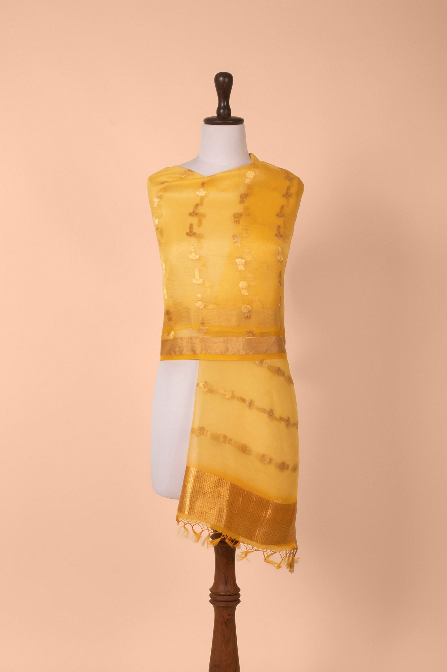 Handwoven Yellow Organza Dupatta