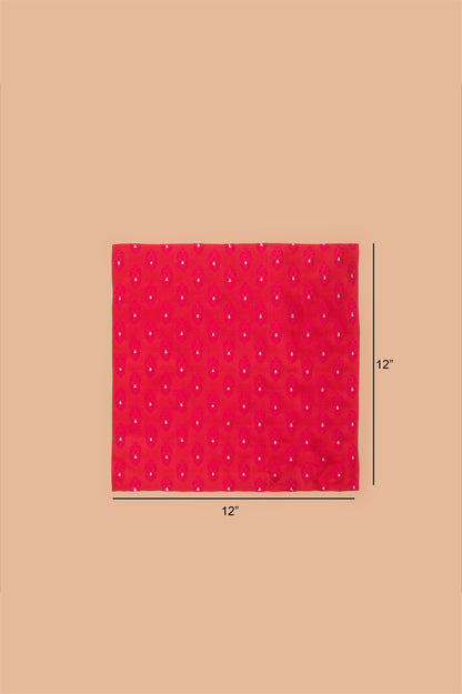 Handwoven Red Silk Pocket Square