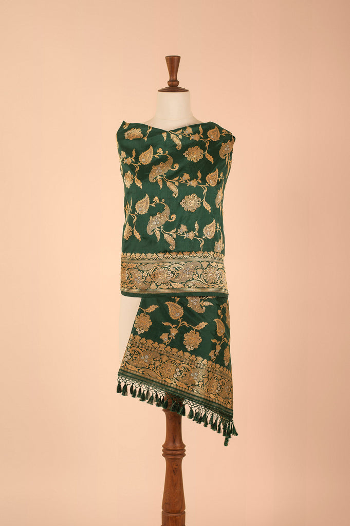 Handwoven Green Silk Dupatta