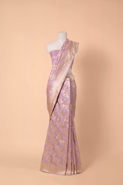 Handwoven Lilac Silk Sari