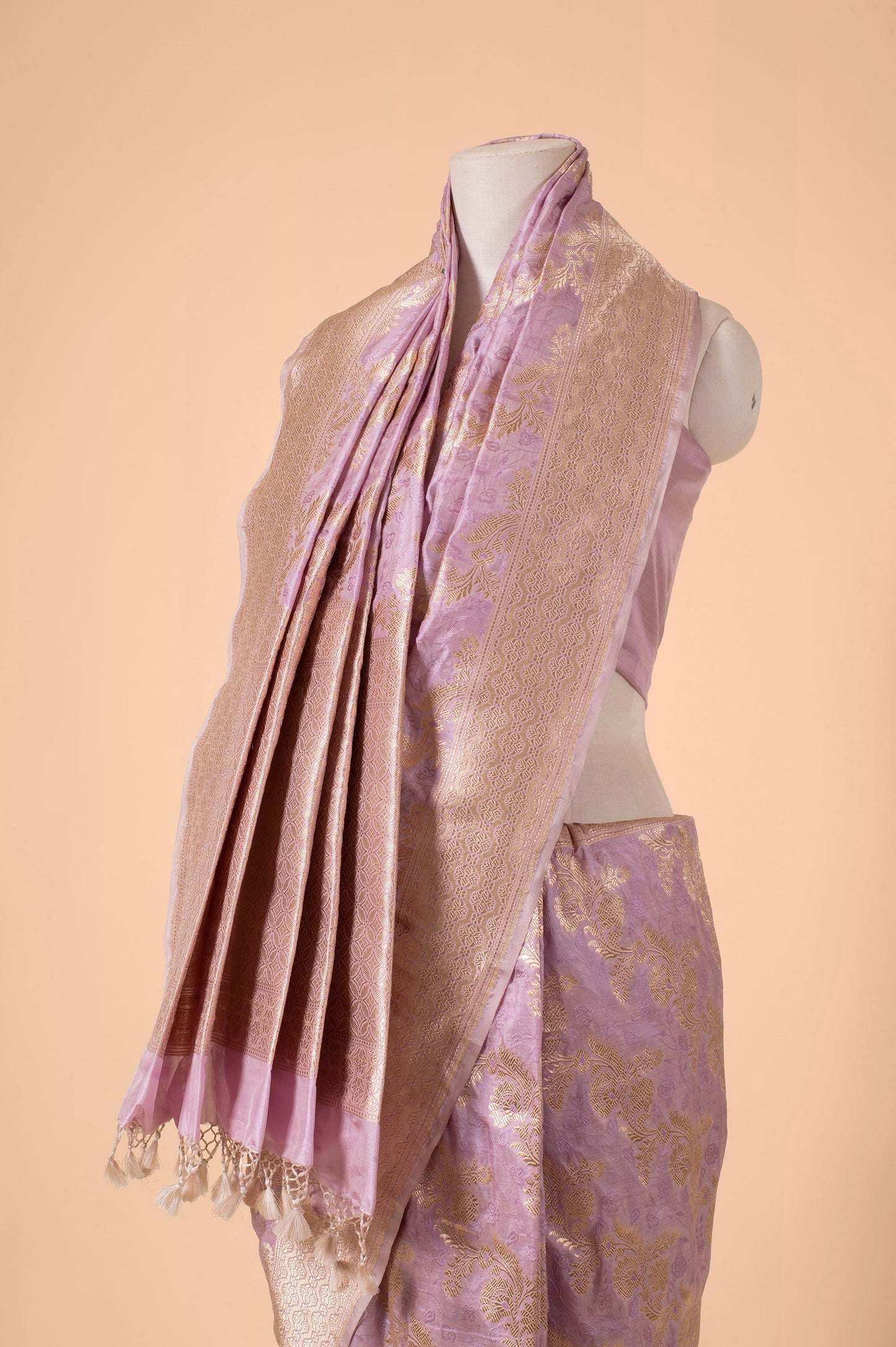 Handwoven Lilac Silk Sari