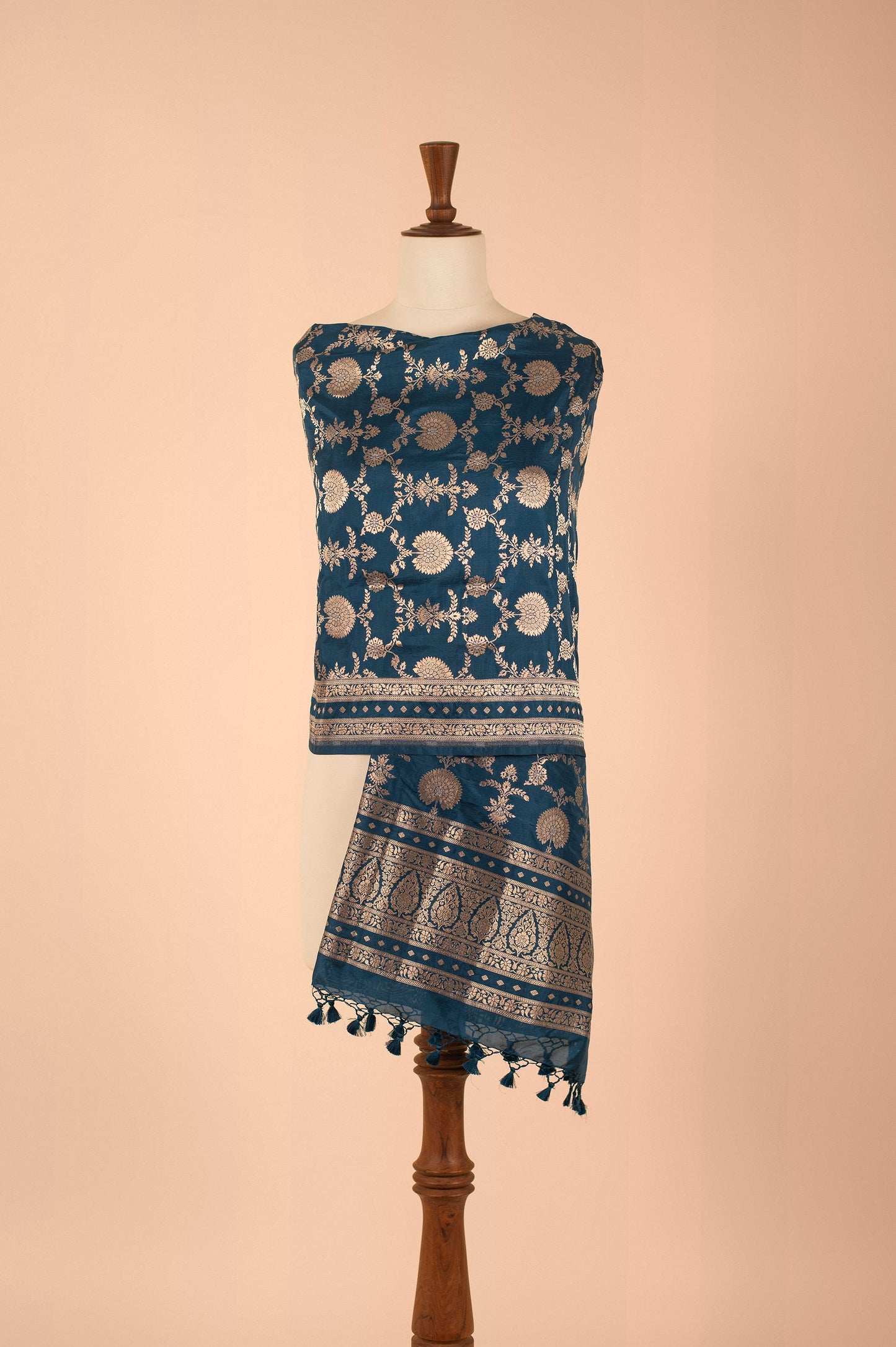 Handwoven Blue Silk Dupatta