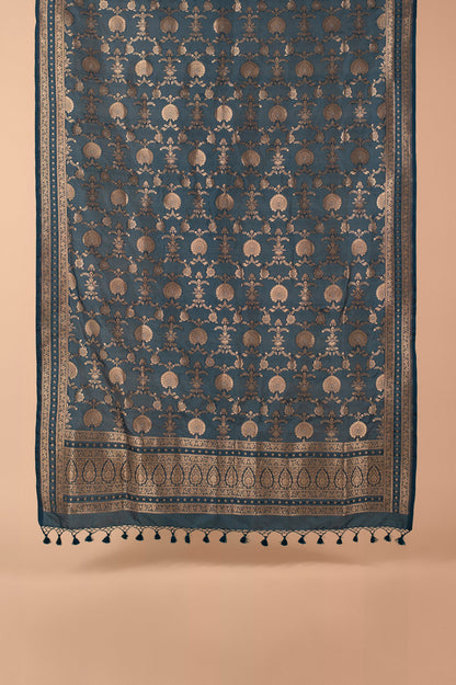 Handwoven Blue Silk Dupatta