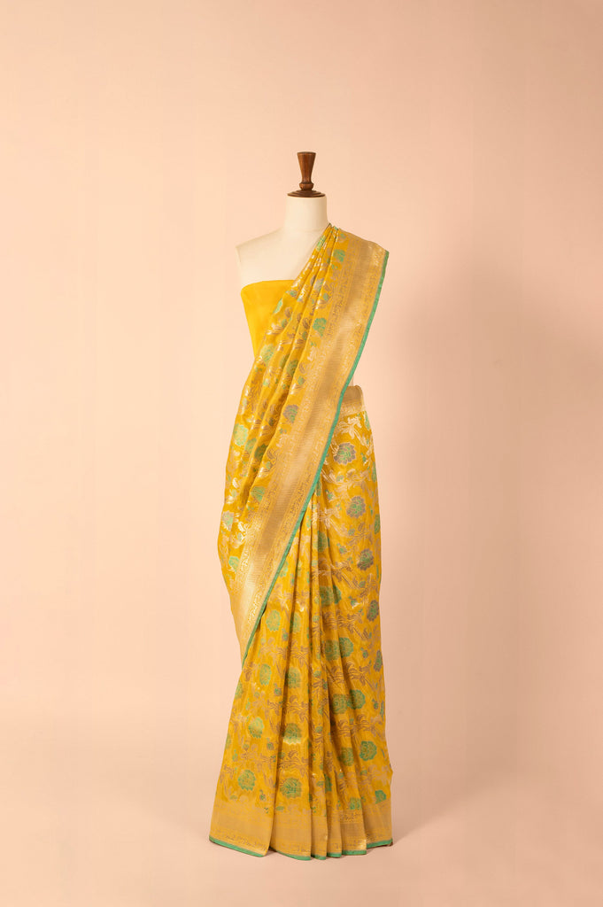 Handwoven Yellow Silk Sari