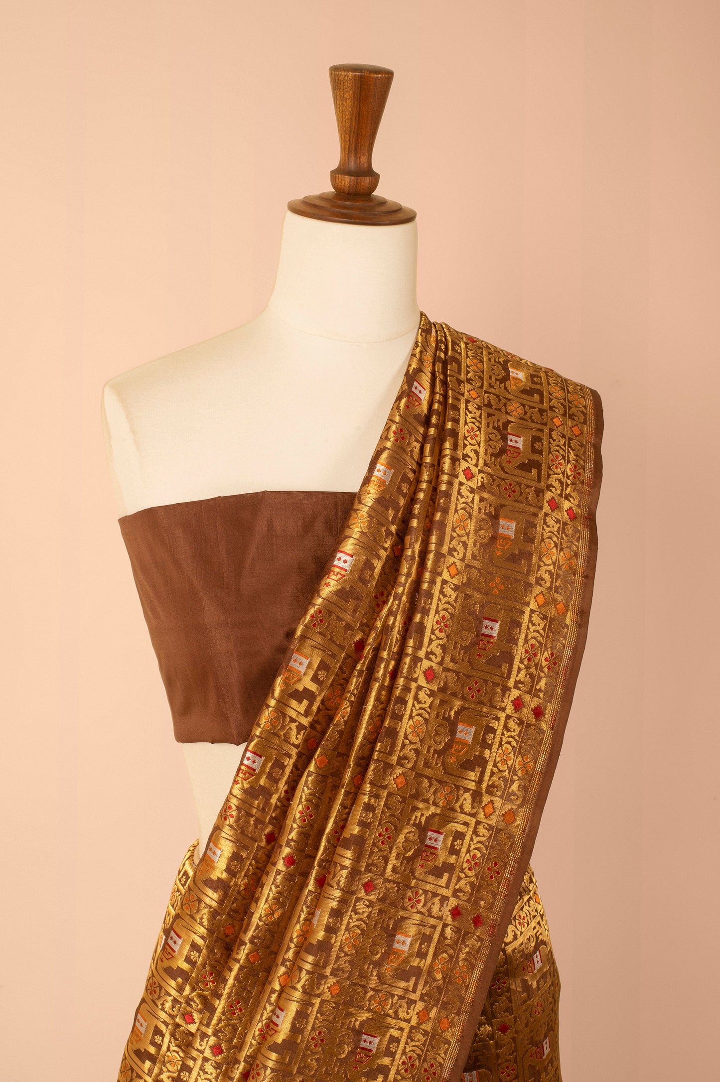 Handwoven Brown Silk Sari