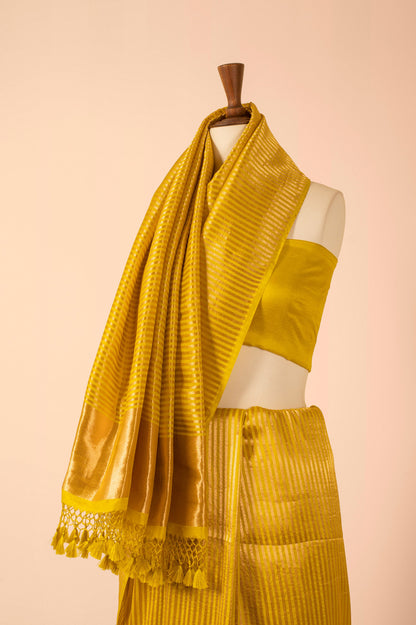 Handwoven Yellow Silk Sari