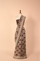 Handwoven Mauve Georgette Sari