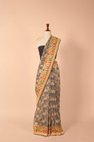 Handwoven Grey Georgette Sari