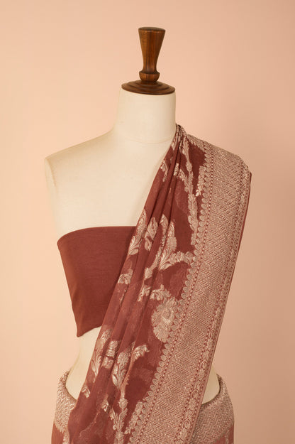 Handwoven Brown Georgette Saree