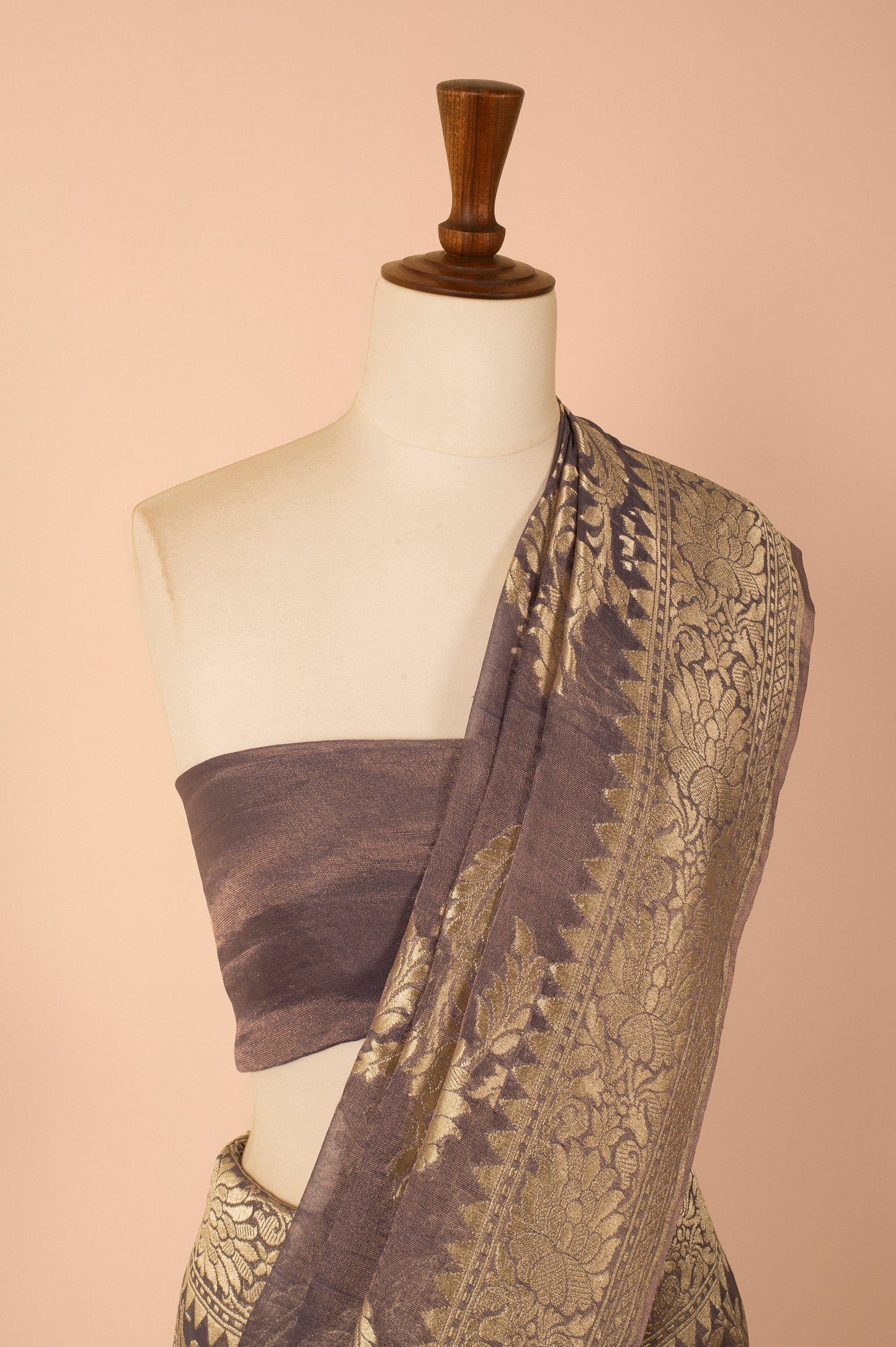 Handwoven Grey Tissue Sari