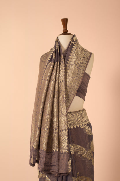 Handwoven Grey Tissue Sari