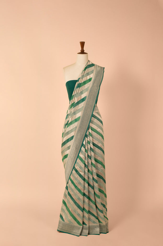Handwoven Green Georgette Sari