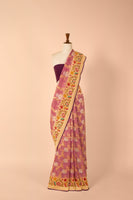 Handwoven Mauve Georgette Sari