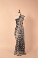 Handwoven Grey Georgette Sari